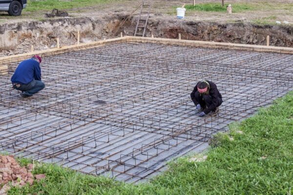 pouring concrete slab reinforcement