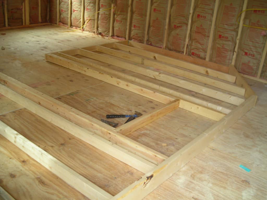 Wall framing with doorway king studs visible