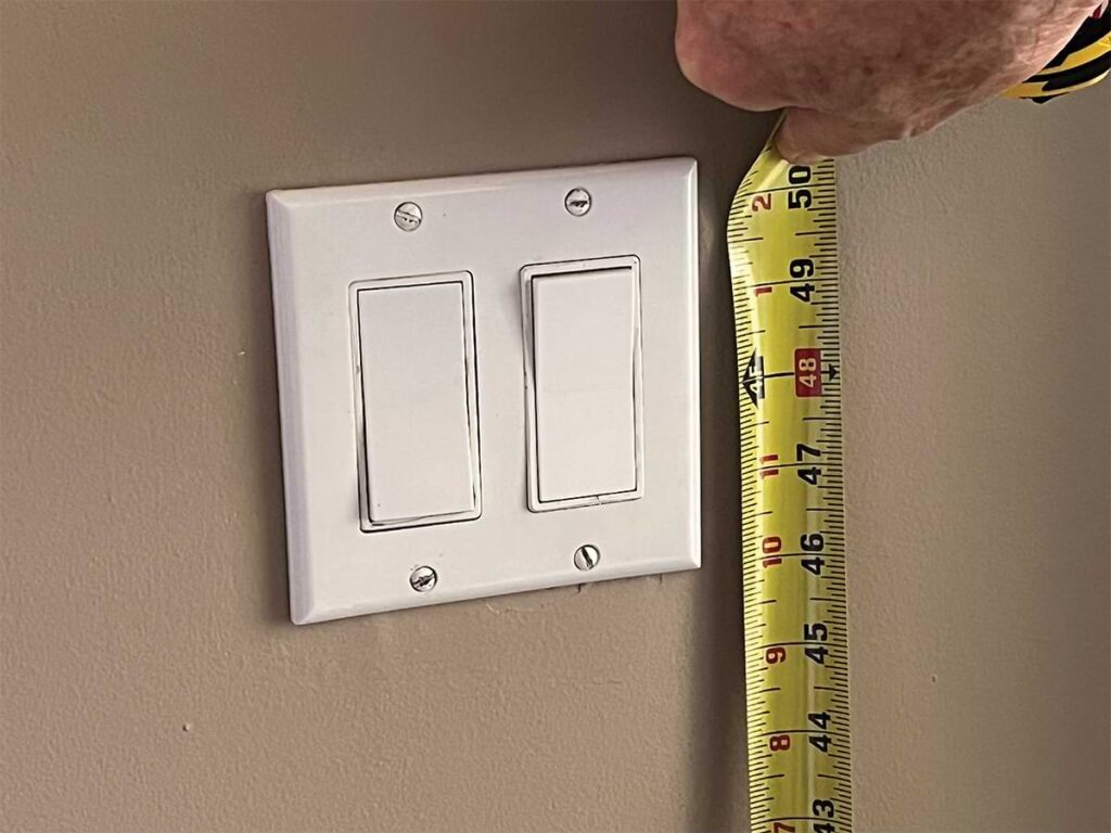Light switch measured at standard 48-inch height