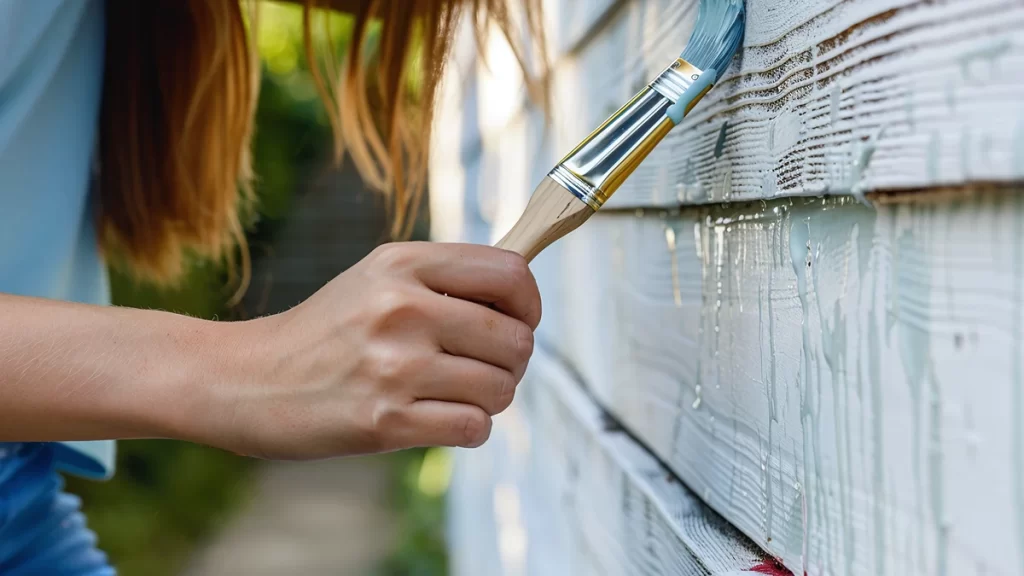 Applying paint stripper to wood siding
