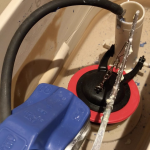 testing flapper chain inside toilet tank