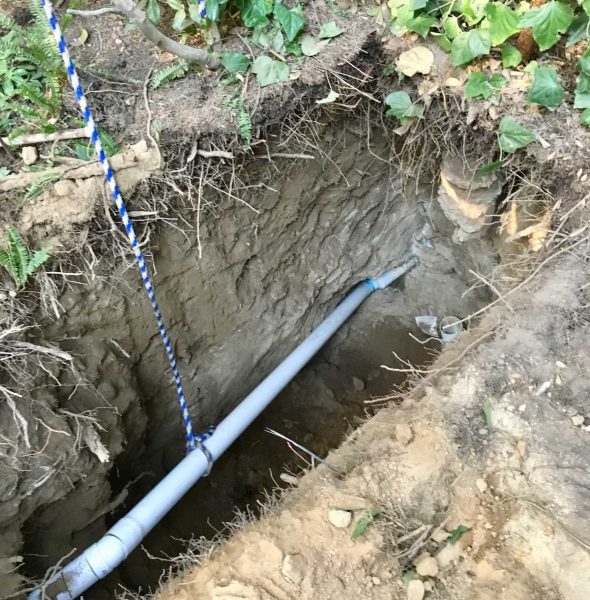 sewer pipe in trench
